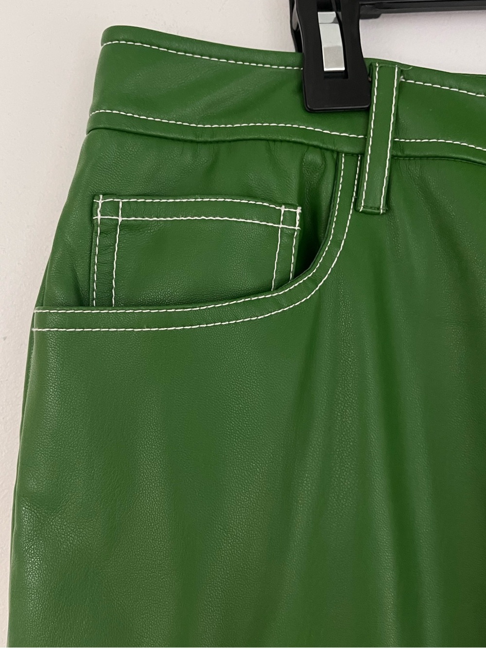 Staud High-Rise Green Faux Leather Pants - Picture 6 of 8
